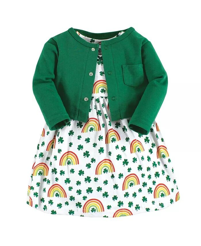 

Комплект из хлопкового платья и кардигана для маленьких девочек, St Patricks Rainbow Hudson Baby, зеленый