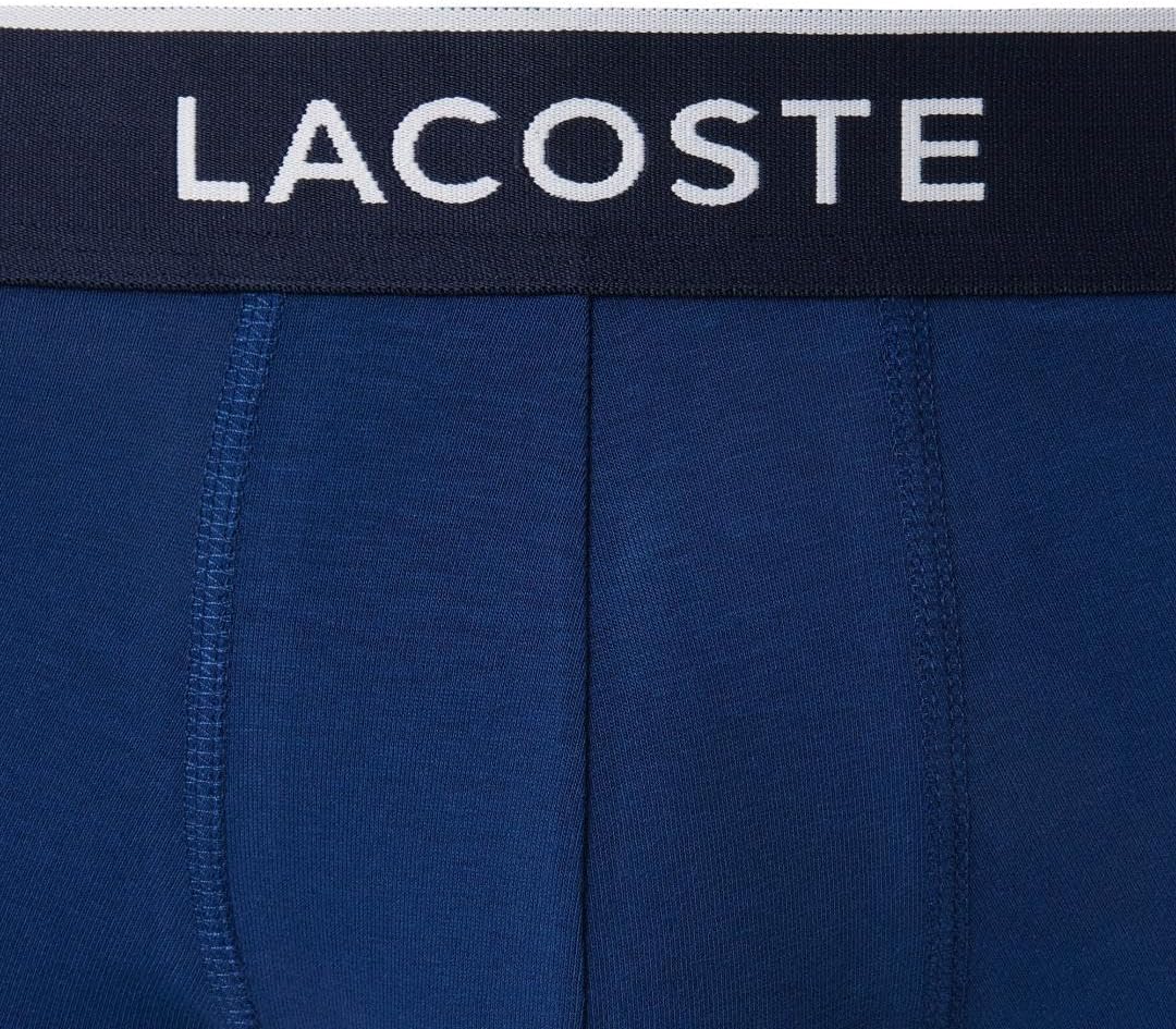 Трусы мужские Lacoste, 3 шт, хлопок с эластаном, триколор, Navy Blue/Red/Blue — фото 4