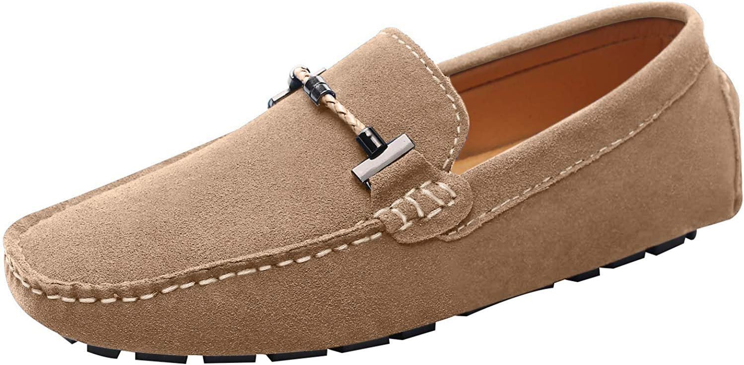 

Мужские элегантные лоферы ANUFER с пряжкой, комфортные замшевые туфли для вождения, стильные мокасины, коричневый