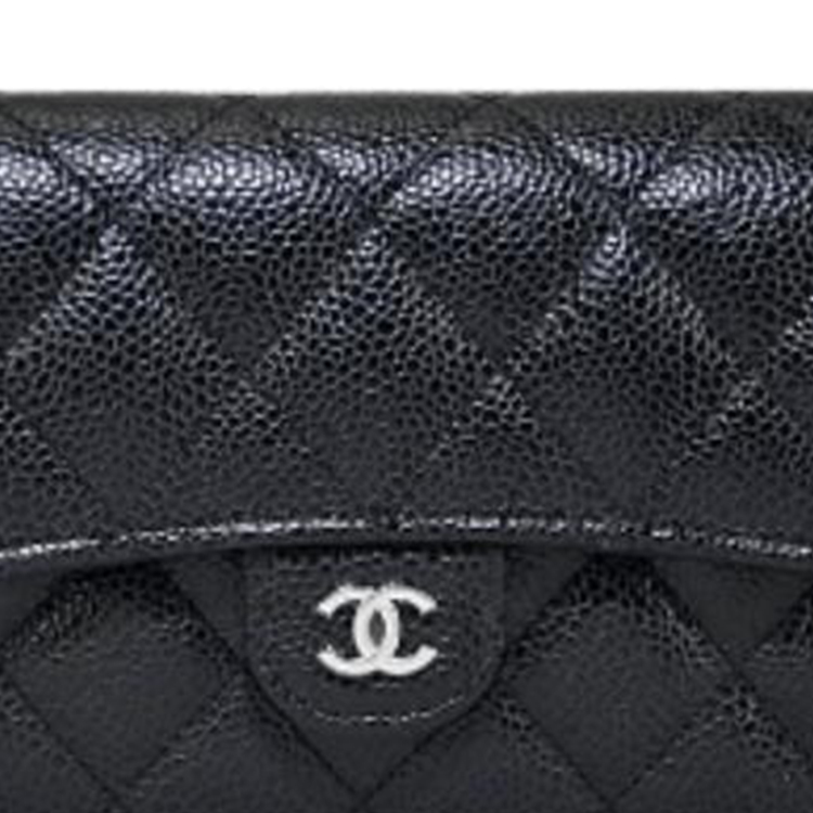 CHANEL Женский бумажник из зернёной телячьей кожи с серебряной фурнитурой чёрный — фото 4