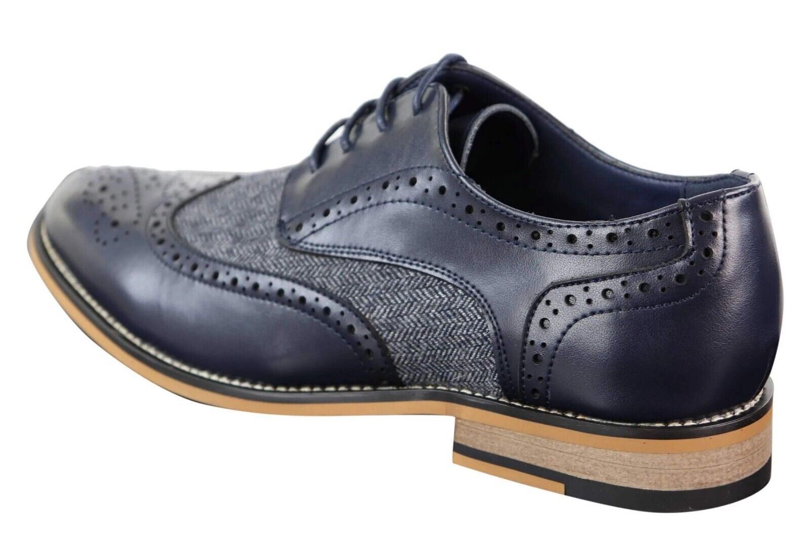 Мужские классические оксфорды Brogue из твида в синей коже House Of Cavani — фото 3