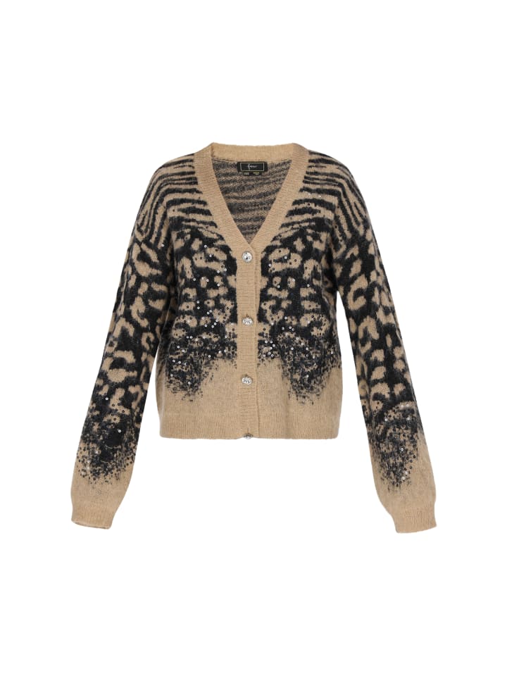 

Faina Женский кардиган верблюжьего цвета черного оттенка