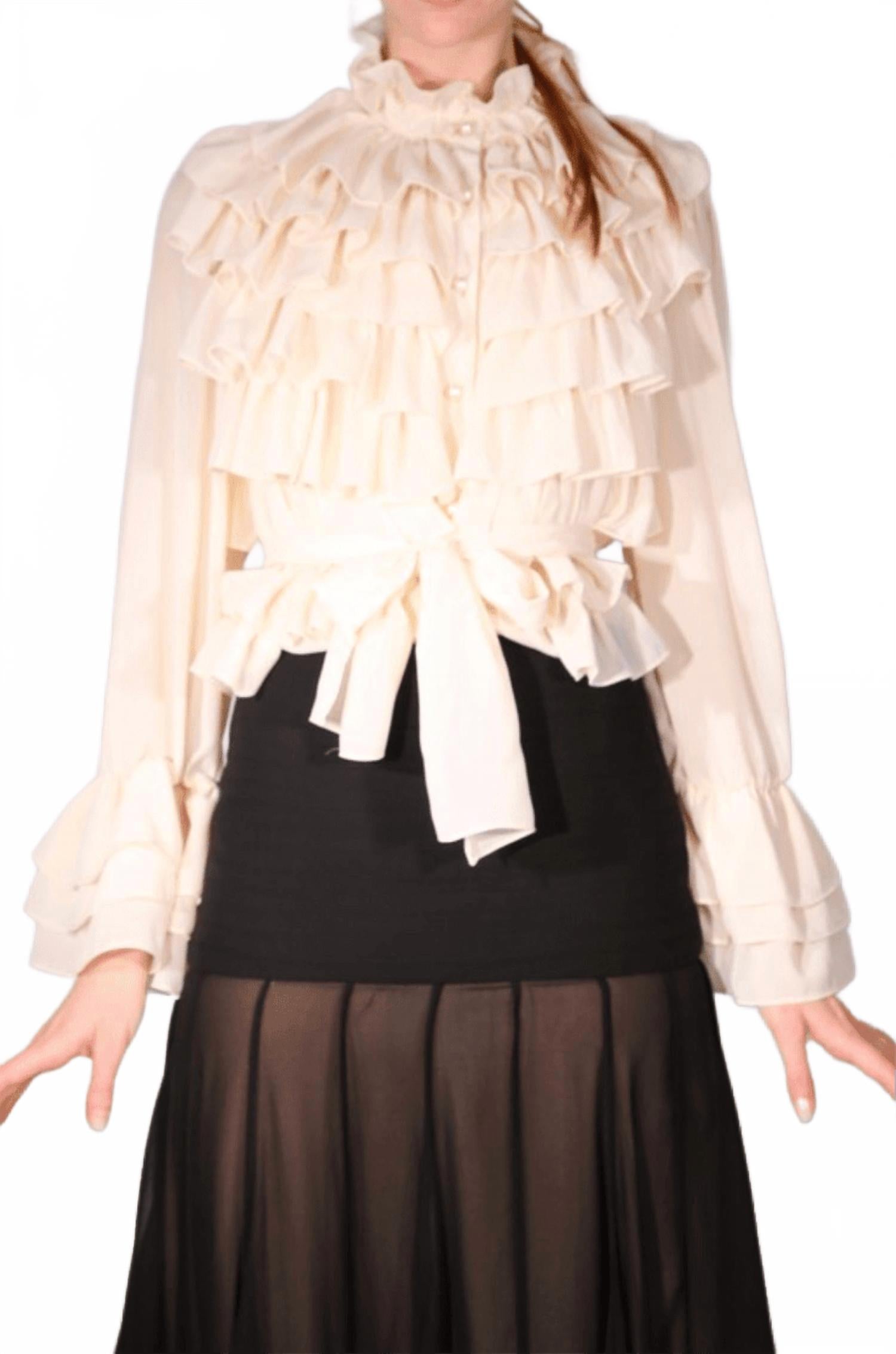 

BEULAHSTYLE Прозрачная блузка с оборками цвета слоновой кости