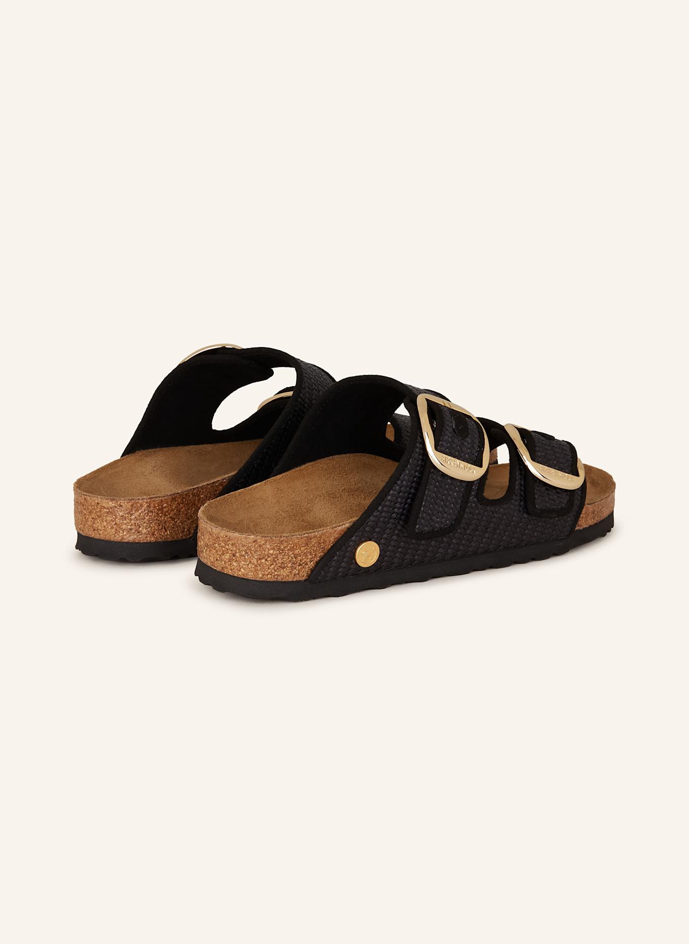 Мюли аризона большая пряжка рафия Birkenstock, черный — фото 2