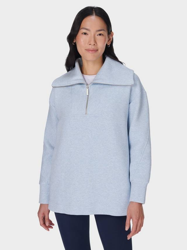 

Сияющая толстовка на молнии 1/2 дюйма Sweaty Betty, цвет Breeze Blue Marl