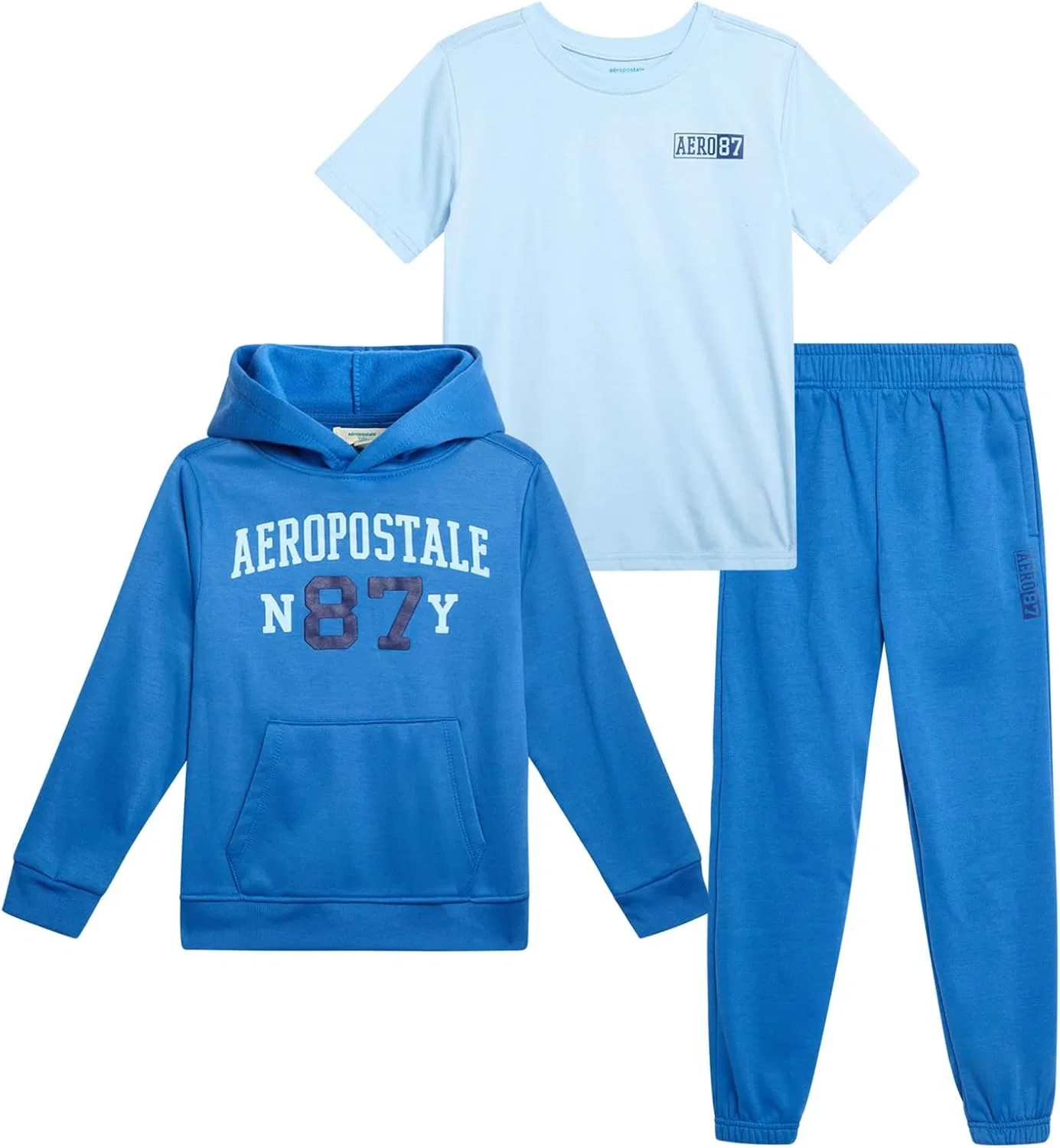 Толстовка, футболка и джоггеры AEROPOSTALE, 3 предмета, Delft Blue