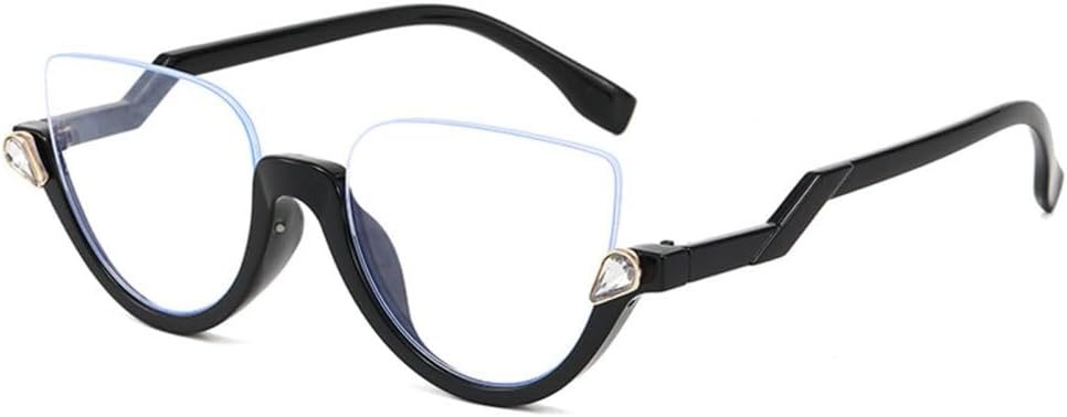 

Модные солнцезащитные очки в полуободковой оправе «кошачий глаз» класса люкс с бриллиантами для женщин, с градиентным зеркальным покрытием, винтажная оправа для мужских очков generic, Black Clear