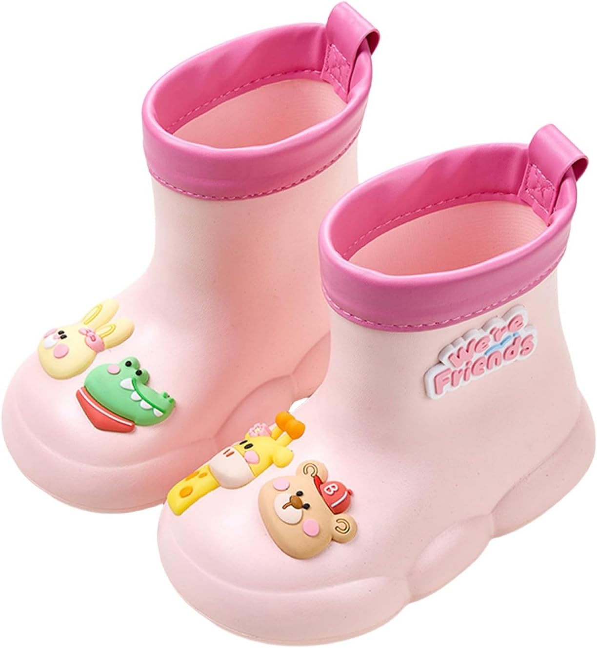 

Роликовые резисапоги для девочек-малышек, с рисунком мультяшного медведя, водонепроницаемые пинетки средней длины, нескользящие, модные весенние туфли, милые Generic, розовый