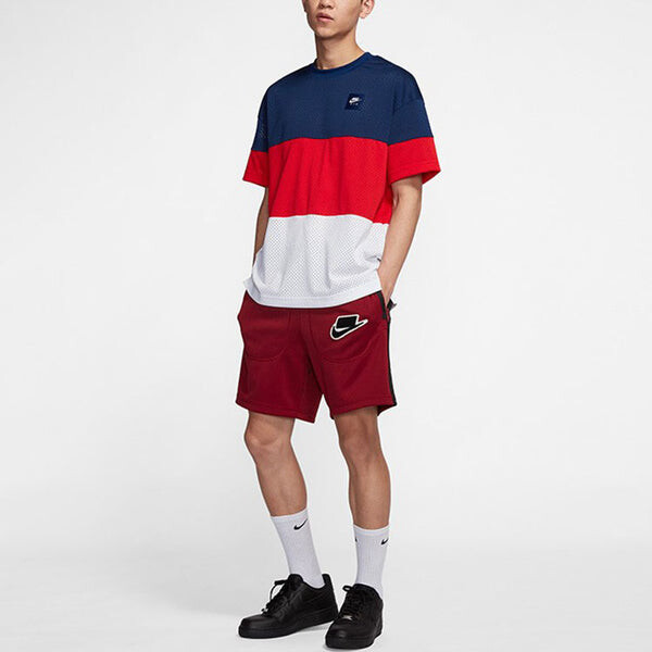 Шорты men's colorblock logo alphabet printing sports shorts red Nike, мультиколор — фото 3