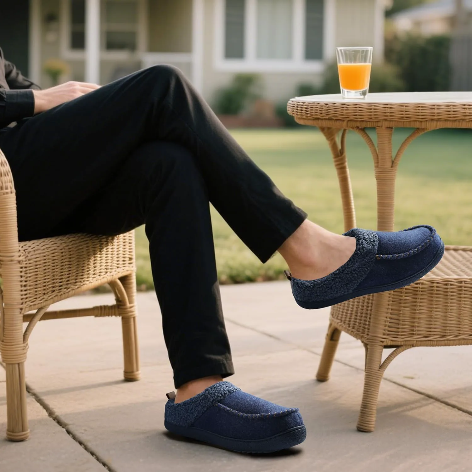 Мужские тапочки MIXIN, удобные домашние обувь для мужчин, теплые пушистые мокасины с эффектом памяти и противоскользящей подошвой — фото 3
