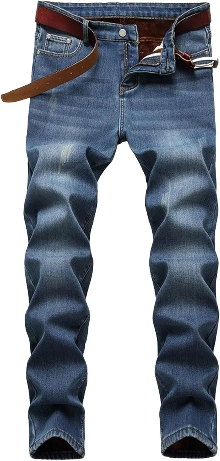 Джинсы на флисе, Slim Fit, Light Blue