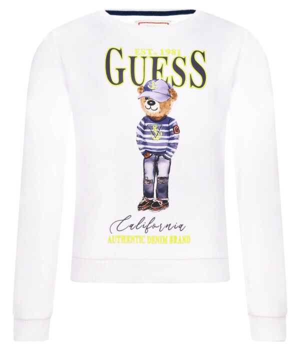 

Свитшот детский Guess с принтом медведя, белый