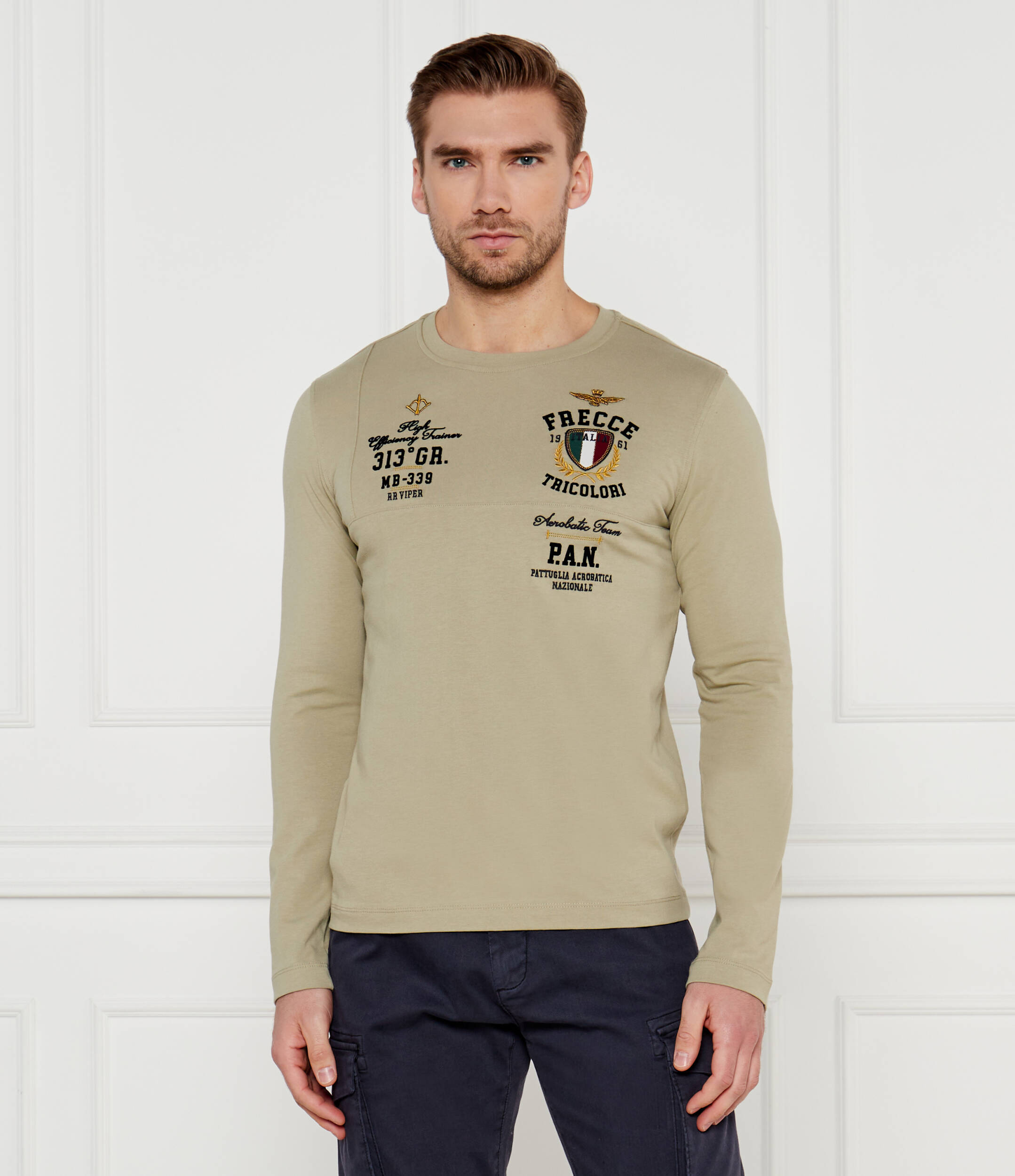 

Лонгслив Aeronautica Militare Longline Fit, бежевый