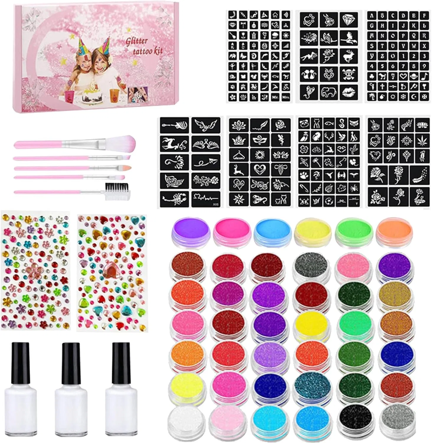 Набор для лица и тела Washable Body Paint Kit, 36 цветов, розовый