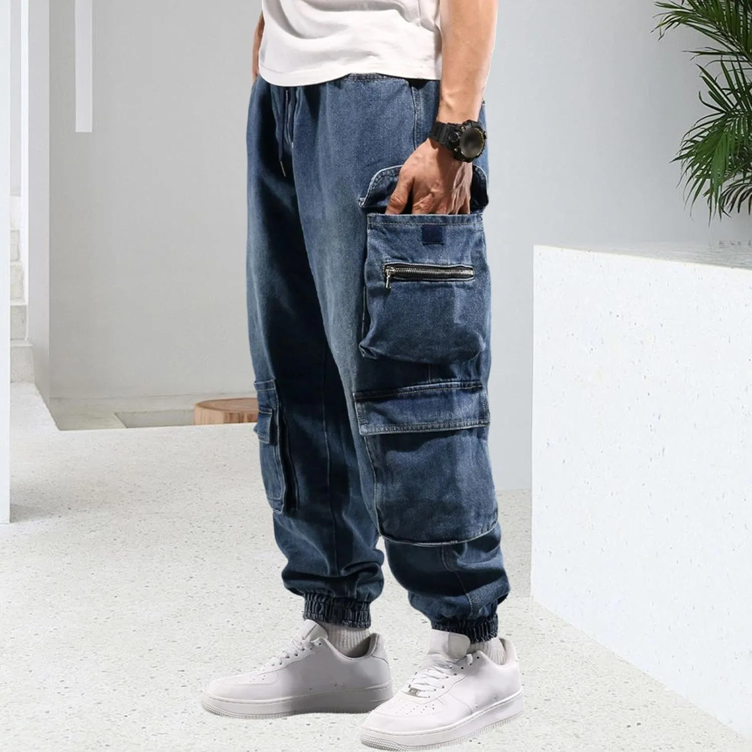Джинсы карго Men's Joggers Jeans, синие — фото 4