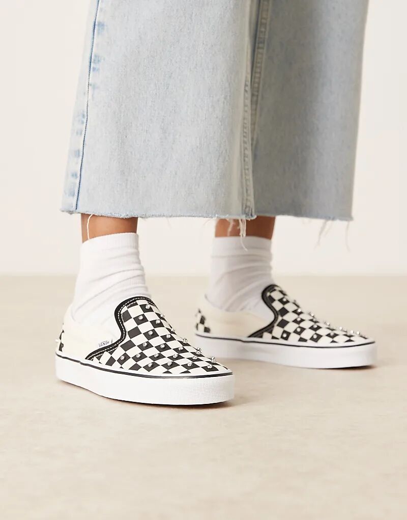 Кроссовки Vans Classic Slip-On черного и белого цветов с отделкой стразами
