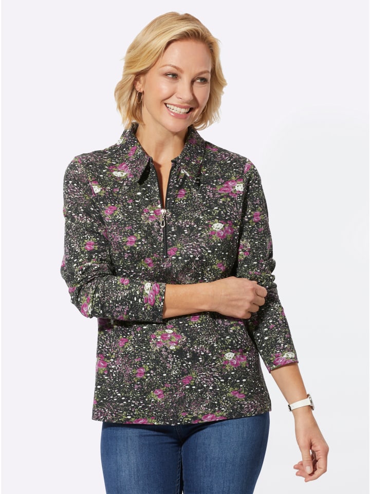 

Рубашка-поло с длинными рукавами с черно-фиолетовым принтом WITT WEIDEN