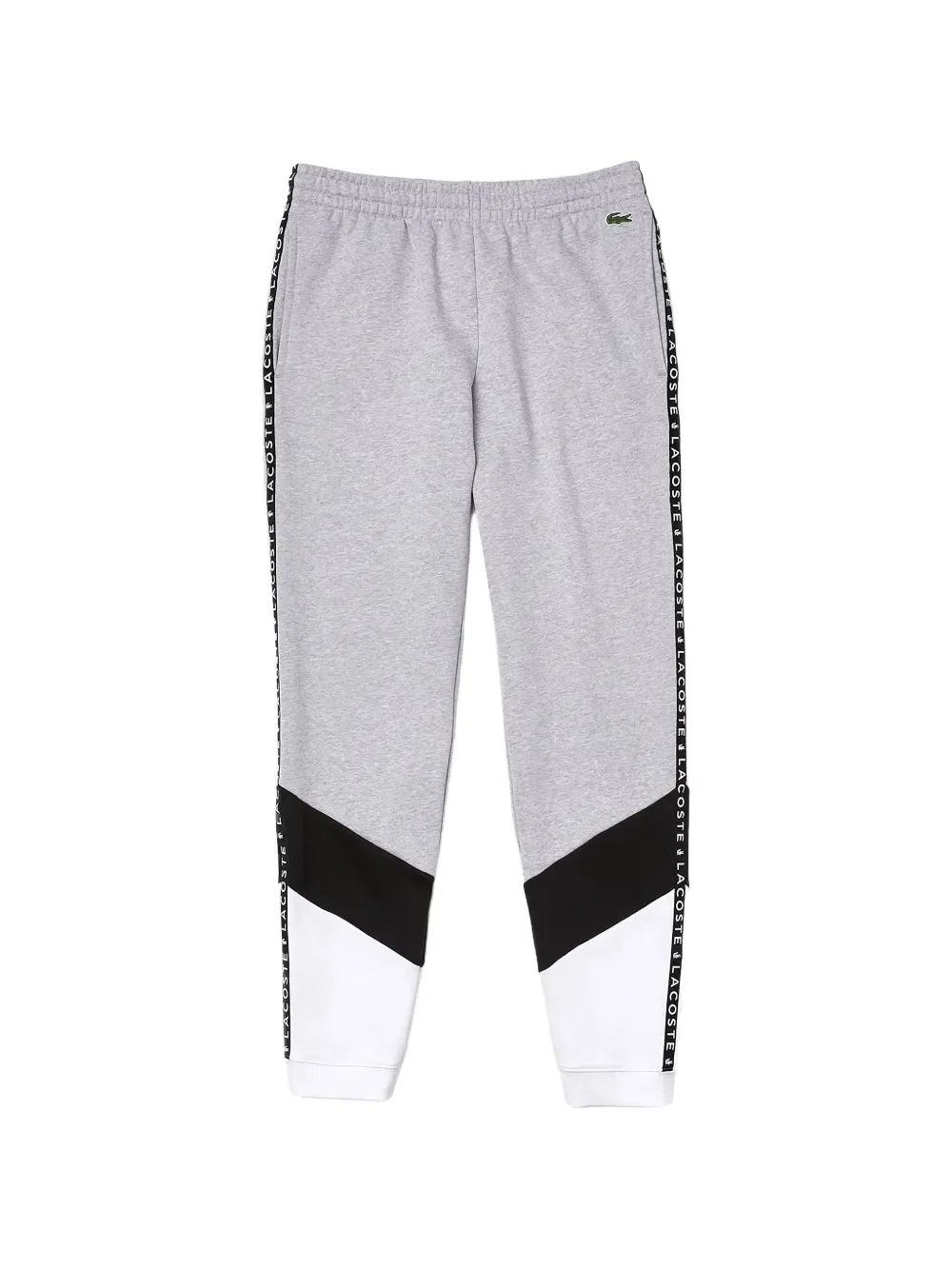 Фирменные полосатые флисовые спортивные брюки с цветовыми блоками Lacoste, серый