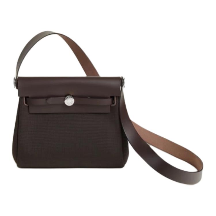 Рюкзак мини Canvas с кожаными лямками для женщин Ebony HERMES, w stamp — фото 2