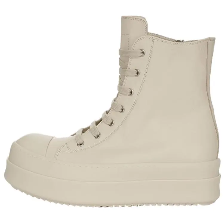 RICK OWENS RO Mega Bumper High Top Skateboard Shoes Women's Milk White