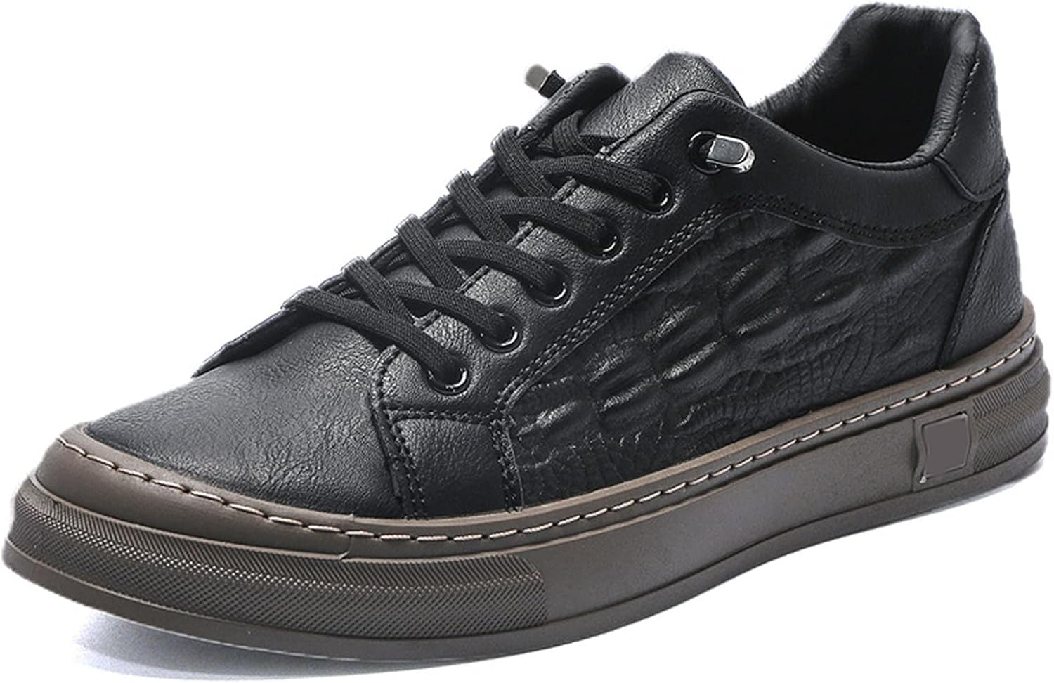 

Мужские кроссовки с шнуровкой, увеличивающие рост, с крокодиловым узором, модные формальные кожаные туфли, толстая подошва, удобные, дышащие, нескользящие деловые оксфорды для ходьбы Cubicbee, черный