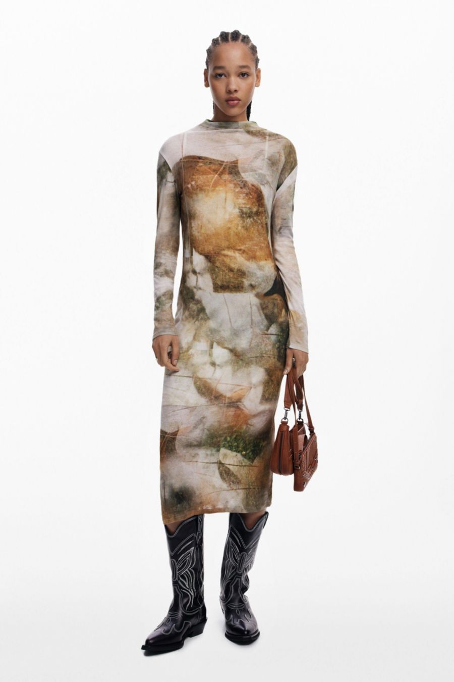 

Женское платье с воротником-стойкой Desigual, Sand