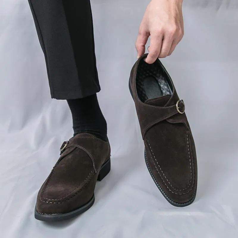 Лоферы мужские кожаные Monk Straps, Brown Senlongbao — фото 2