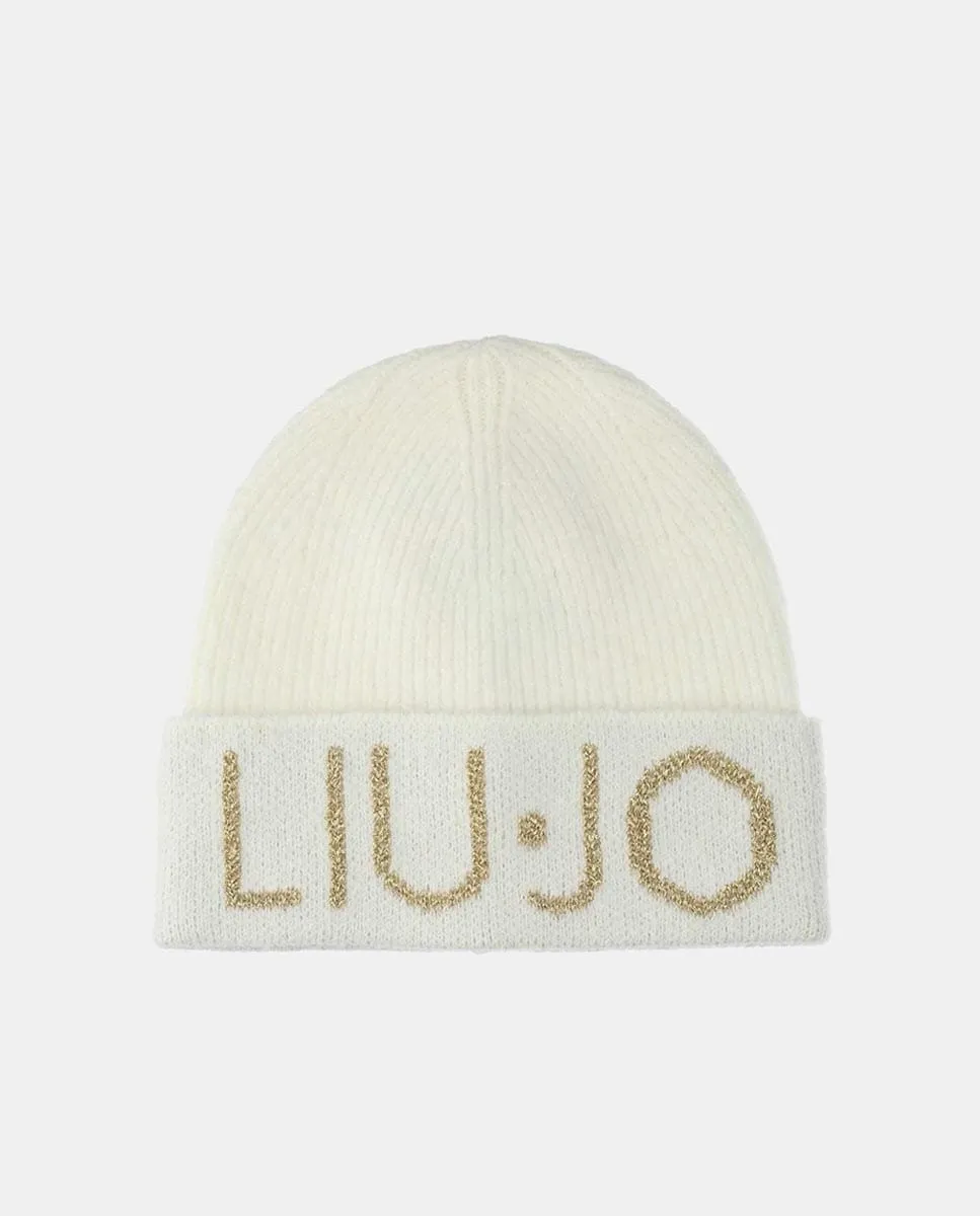 

Вязаная шапка с большим логотипом Liujo, белый