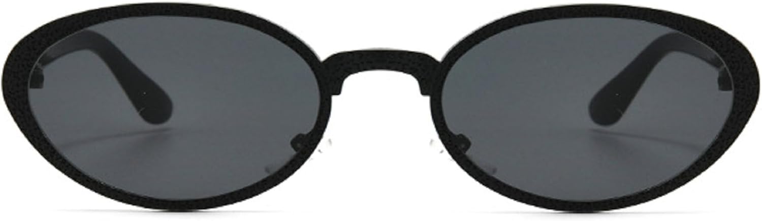 

Ретро маленькие овальные солнцезащитные очки для женщин и мужчин с заклепками, модные солнцезащитные очки в металлической оправе, коричневые солнцезащитные очки в стиле панк, женский размер N45 mincl, Black