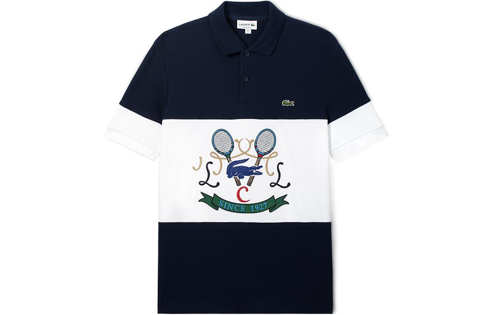 

Футболка поло мужская черно-белая LACOSTE
