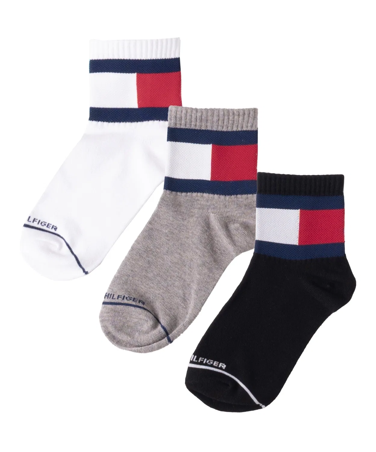 Носки Tommy Hilfiger 3 пары, короткие, хлопок, белый/серый/черный