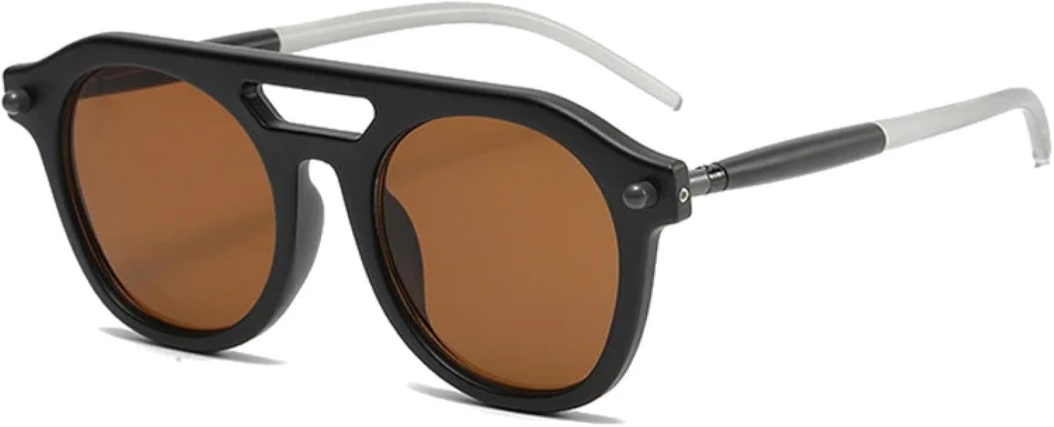 

Модные женские солнцезащитные очки с двойной перемычкой, прозрачные градиентные линзы, защита от УФ-излучения UV400, ретро-очки для мужчин с заклепками TVTBBVV, Matte Black Tea