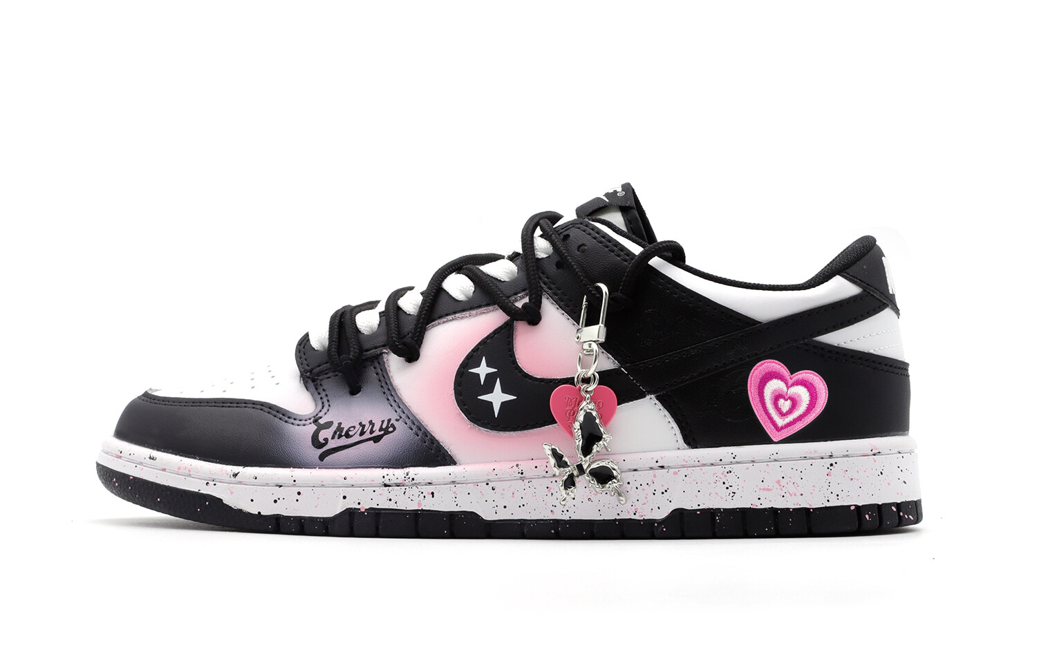 

Кроссовки Nike Dunk Skateboarding Shoes Men Low-top Black/white/pink, черный/белый
