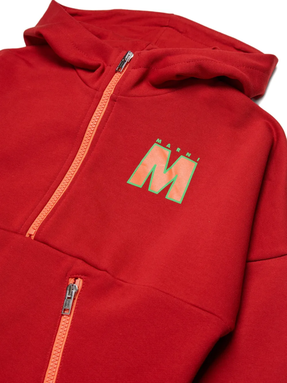 Худи на молнии с логотипом Marni Kids, красный — фото 3