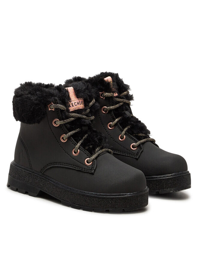 Женские ботинки Skechers Street Glitz с мехом и шнуровкой, черный — фото 2