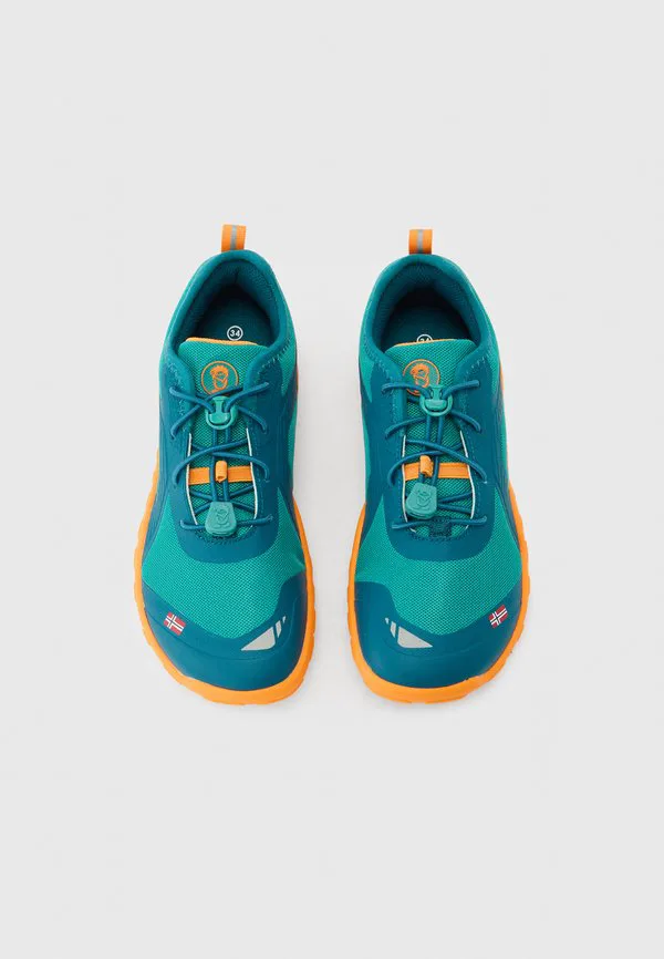 Унисекс походные ботинки skanden для ходьбы босиком Trollkids, Sea Green/Lagoon Green/Sahara Sunset — фото 4