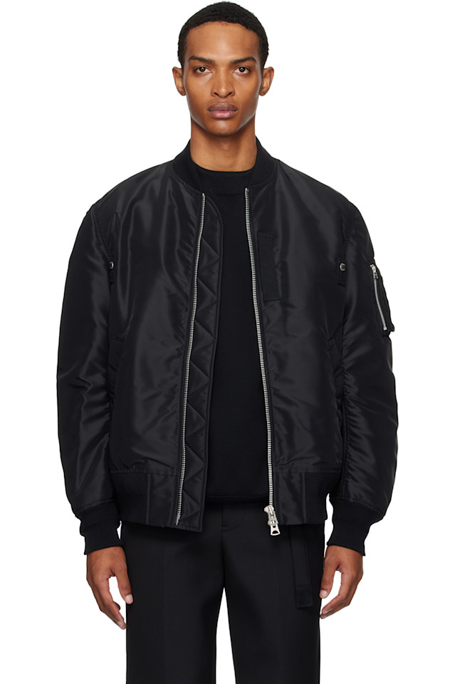 

Нейлоновая бомбер куртка в рубчик Sacai, черный