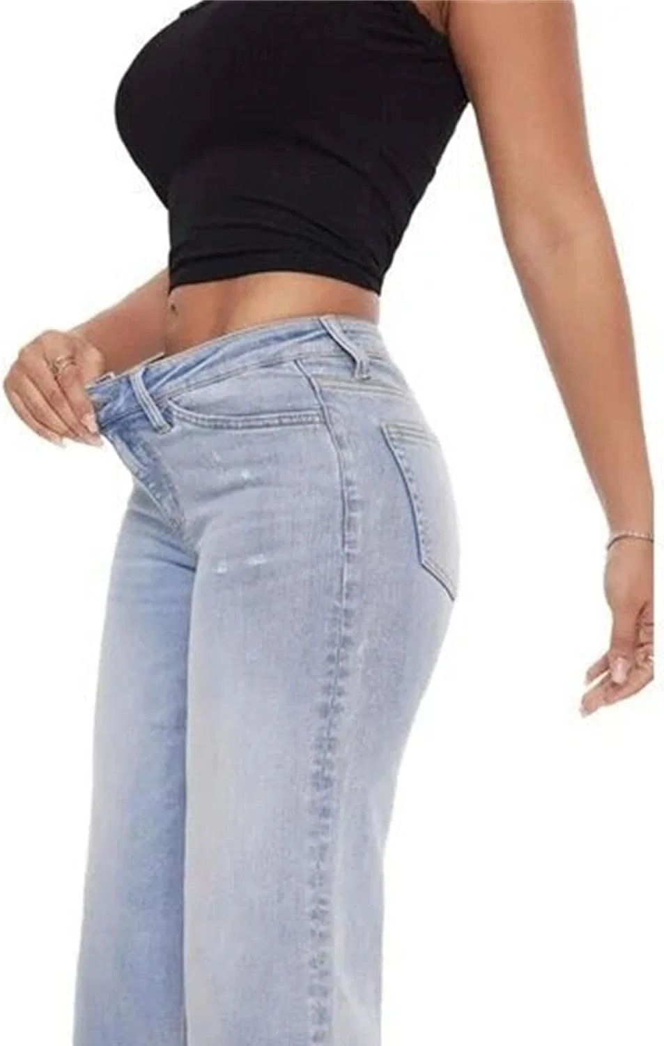 Джинсы прямые с высокой талией, Stretchy Wide Leg, Light Blue — фото 2