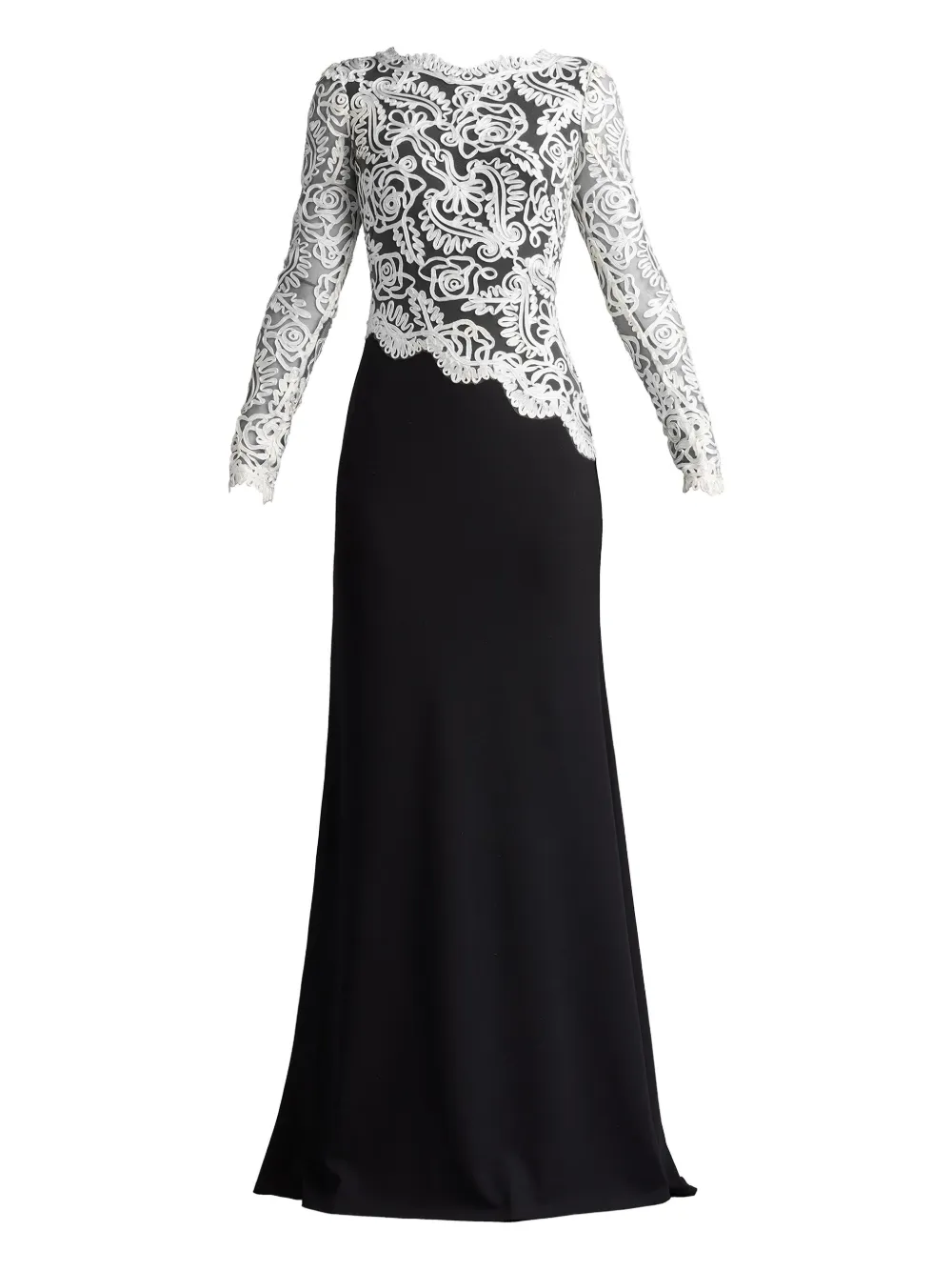 

Длинное платье с кружевными вставками Tadashi Shoji, черный