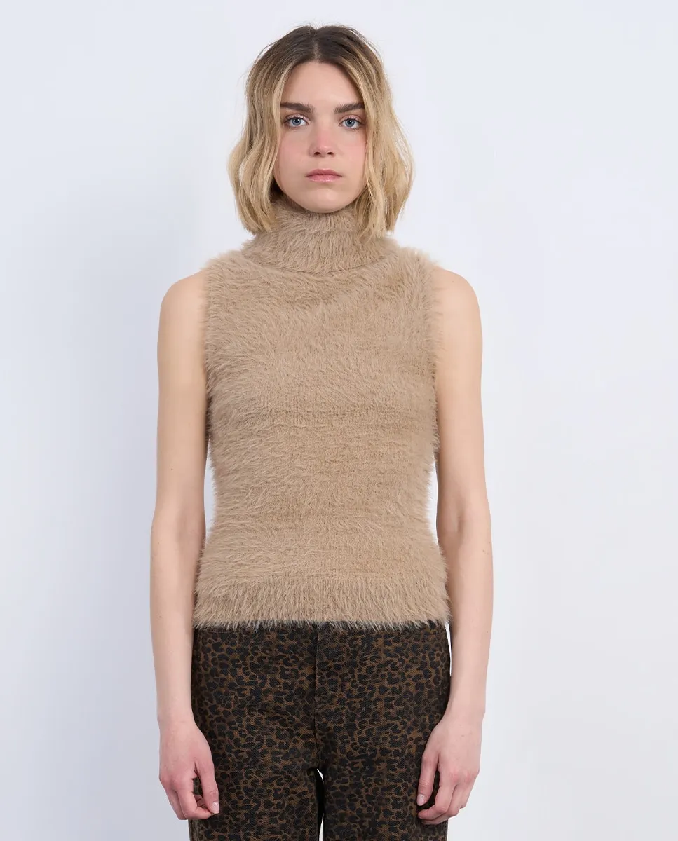 

Женский топ без рукавов из плюшевой ткани Lili Sidonio, бежевый