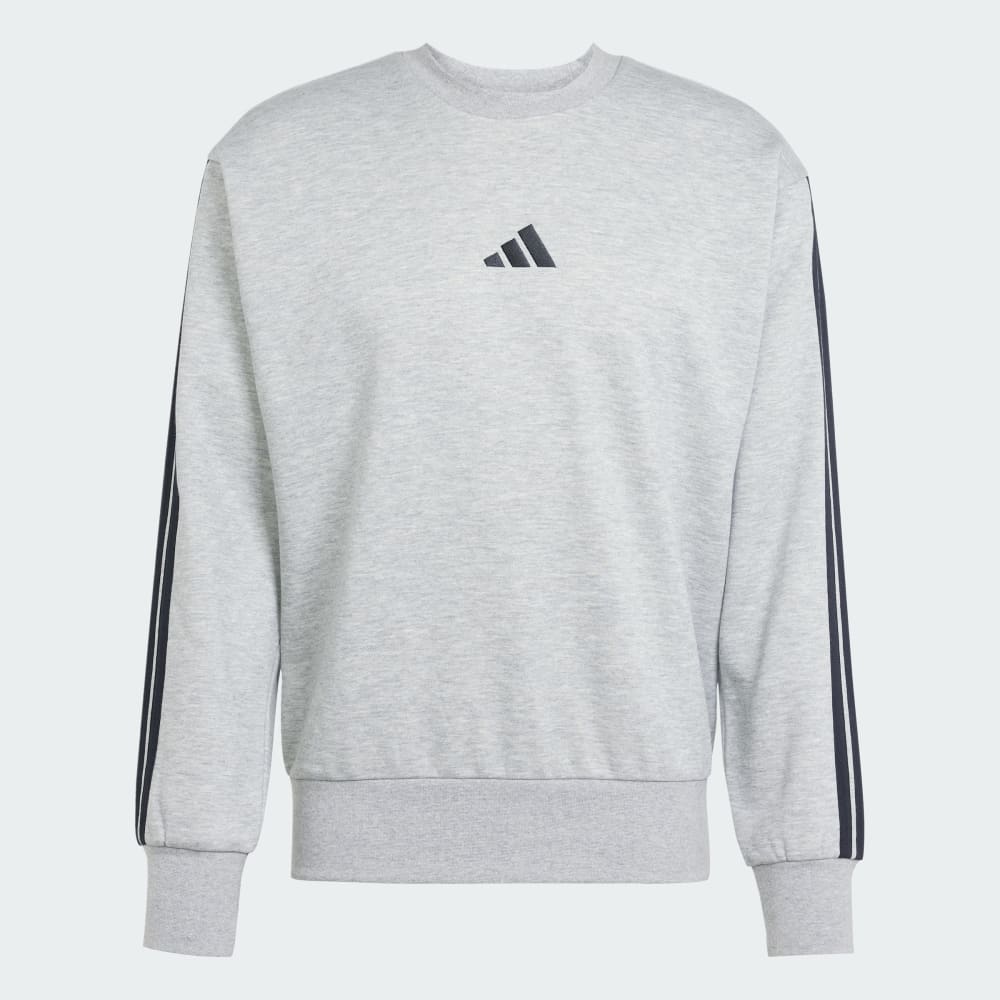 Толстовка Adidas Essentials 3-Stripes Fleece Sweatshirt, цвет Medium Grey Heather — фото 4