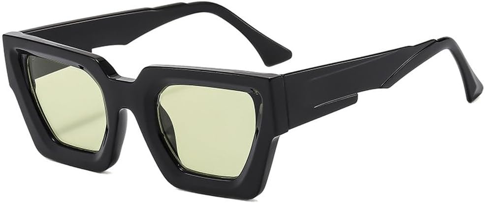 

Модные солнцезащитные очки для женщин и мужчин в стиле ретро, ​​простые, двухцветные, с толстой оправой, солнцезащитные очки с защитой от УФ-излучения UV400 TKKTLLT, Black Green