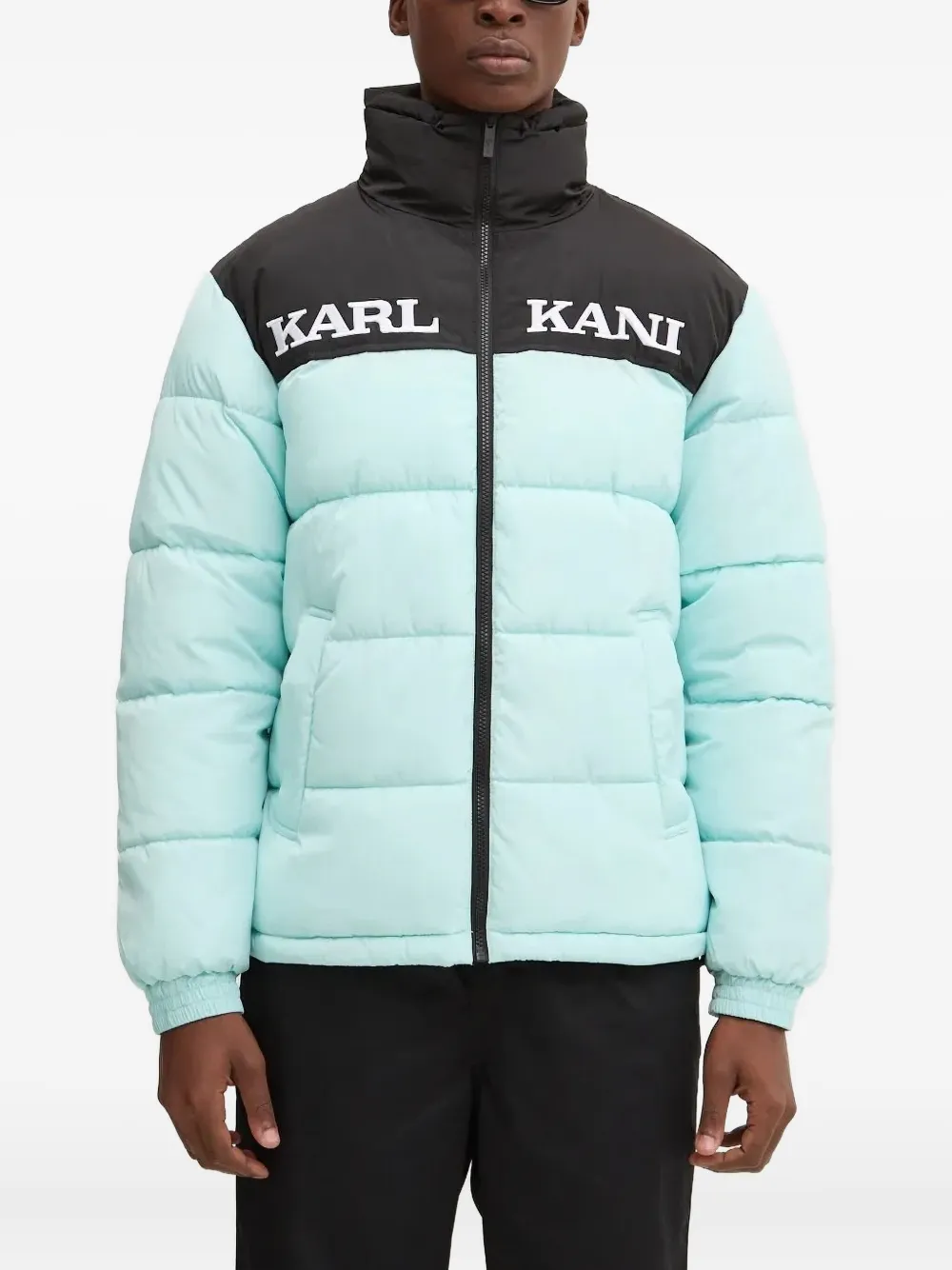 

Пуховик в стиле колор-блок Karl Kani, синий
