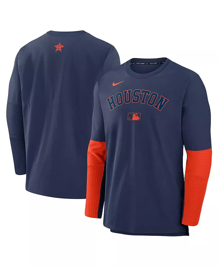 

Мужская футболка с длинным рукавом Houston Astros Authentic Collection Player, облегченная для занятий спортом, цвет: темно-синий/оранжевый Nike