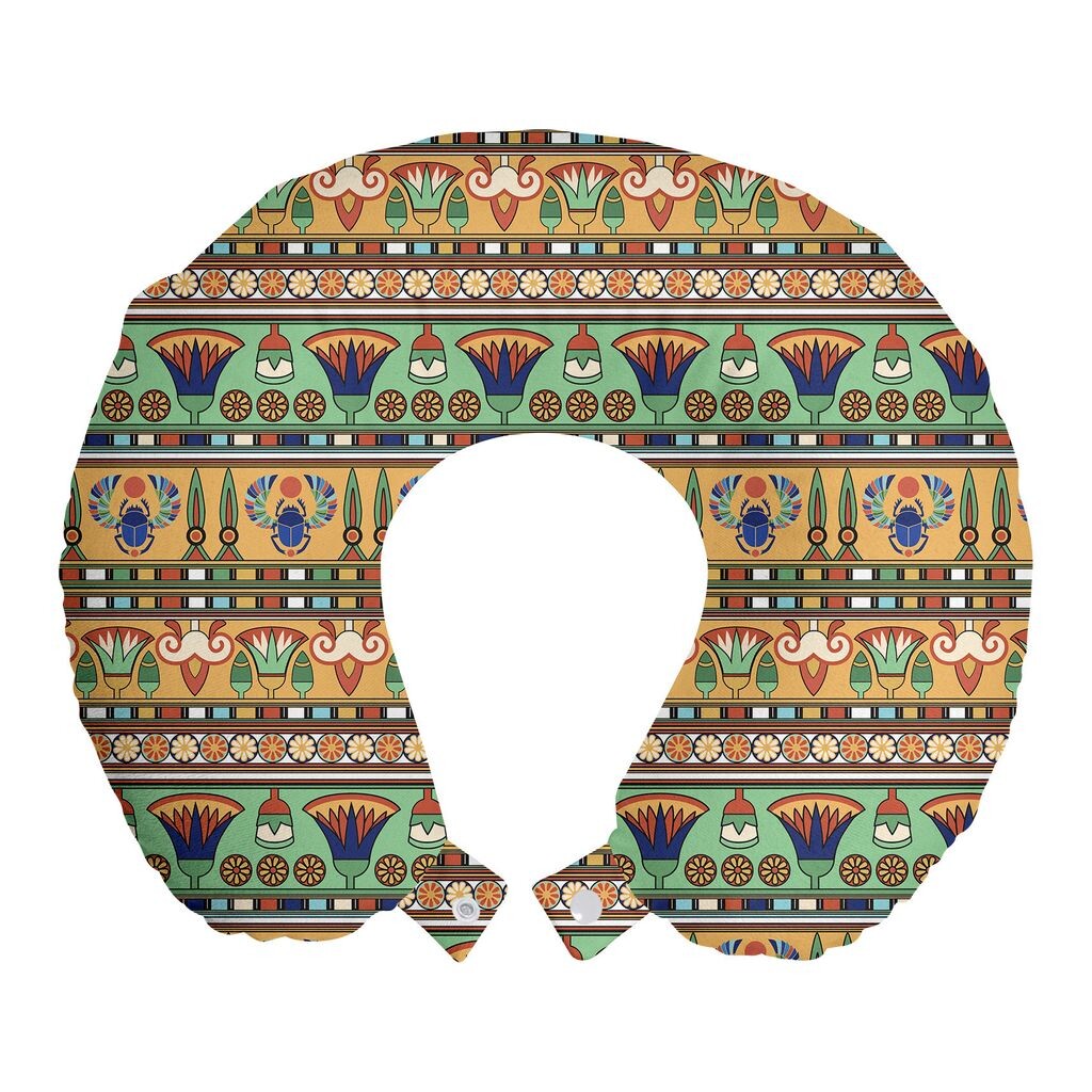 

ABAKUHAUS Египетская дорожная подушка для шеи, Lily Scarab, пенопластовый дорожный предмет для самолета и автомобиля, 30x30 см, разноцветный