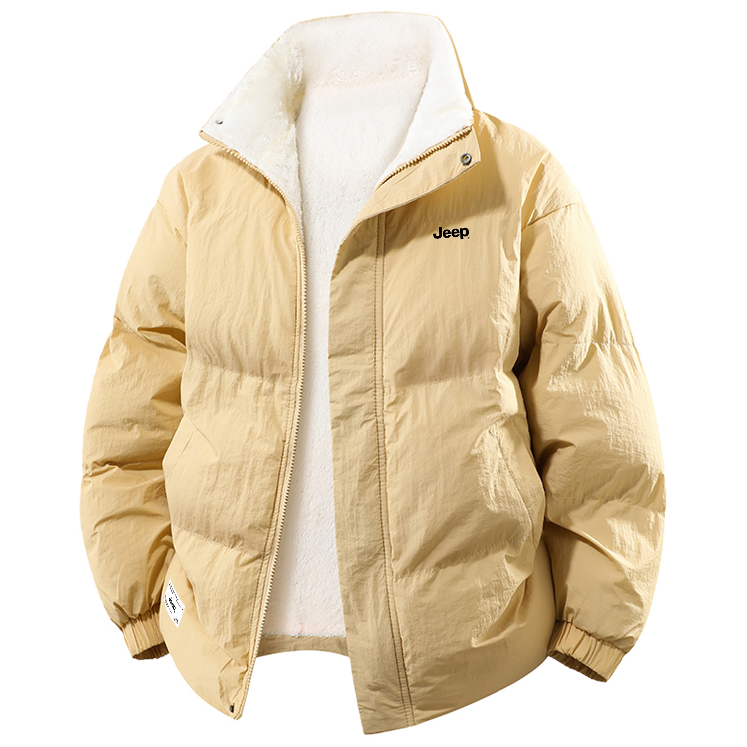 

Пуховик Unisex Stand Collar Fleece lined Padded Puffer Jacket Jeep, хаки[thickened and fleece-lined]