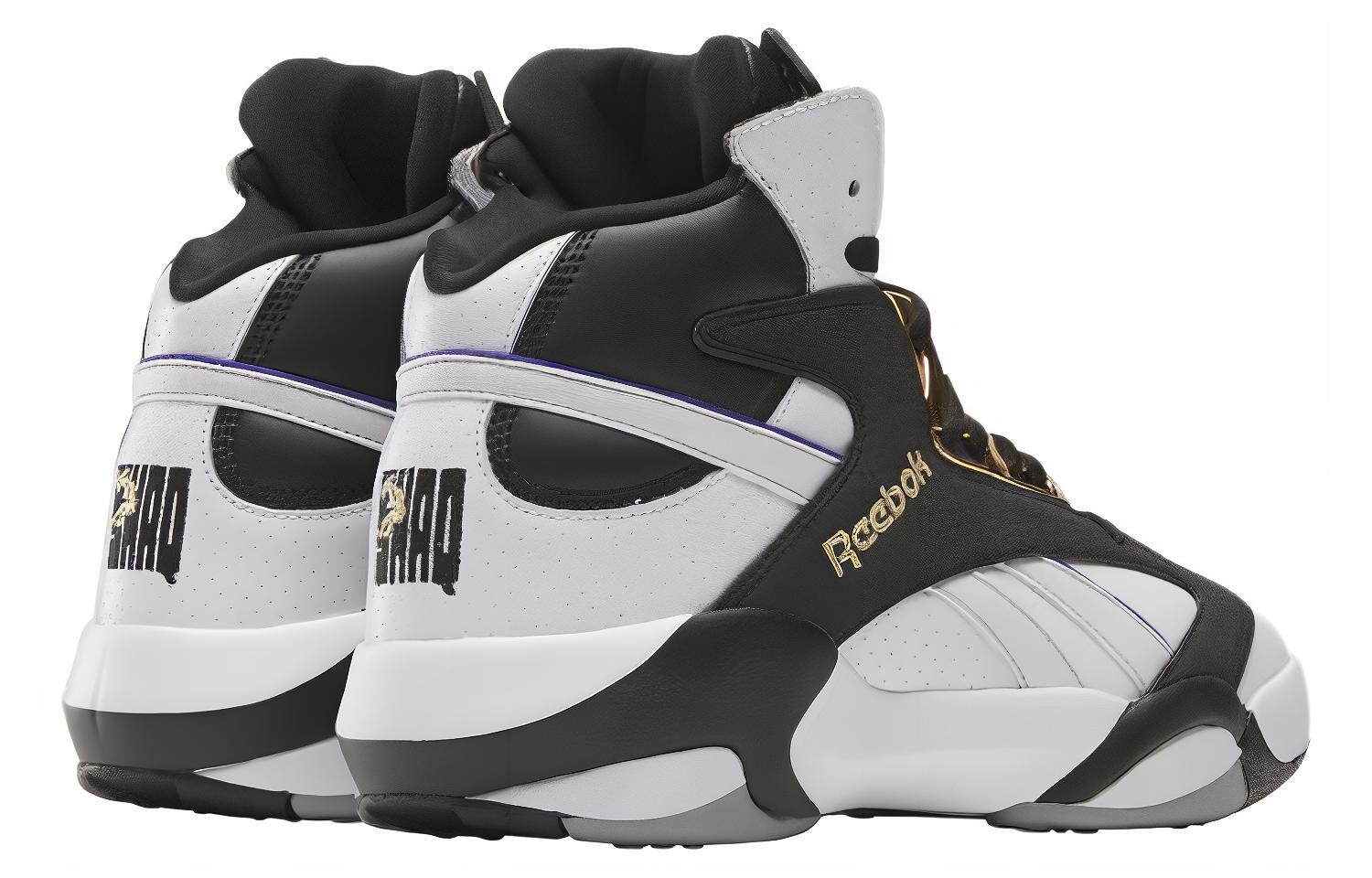 Винтажные мужские баскетбольные кроссовки Reebok Shaq Attaq, Black/White — фото 3