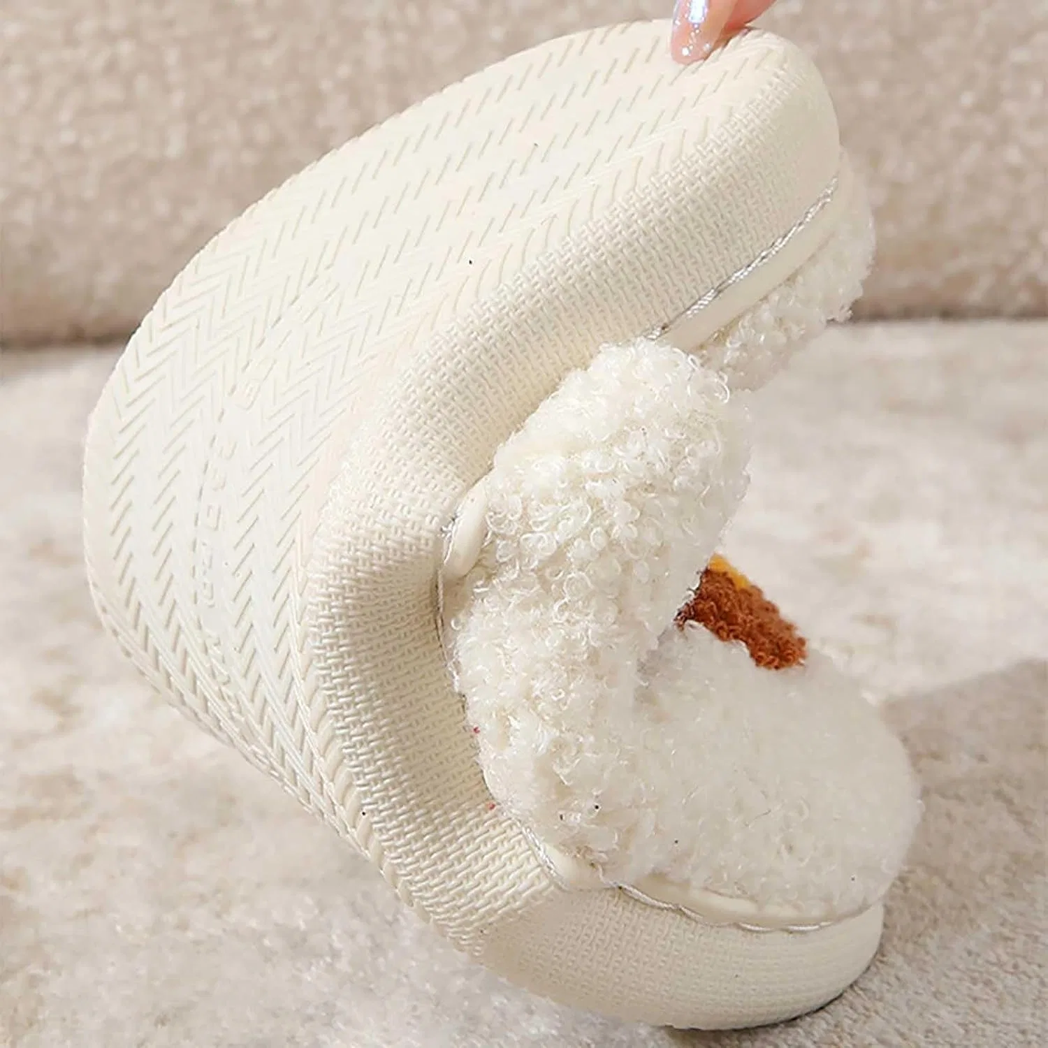 Hausschuhe Damen Warm - Süße Plüsch Furry Flauschige Домашние тапочки Warme Männer Aesthetic Lustig Hauspantoffeln Winter Offen Hausschlappen F SKFLABOOF, 012E White 3 — фото 2