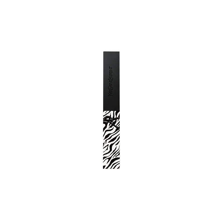 SAINT LAURENT Блеск для губ матовый slim tube, светящийся в темноте, zebra limited edition, черные полоски, #302 Total Crimson Cameo Brown