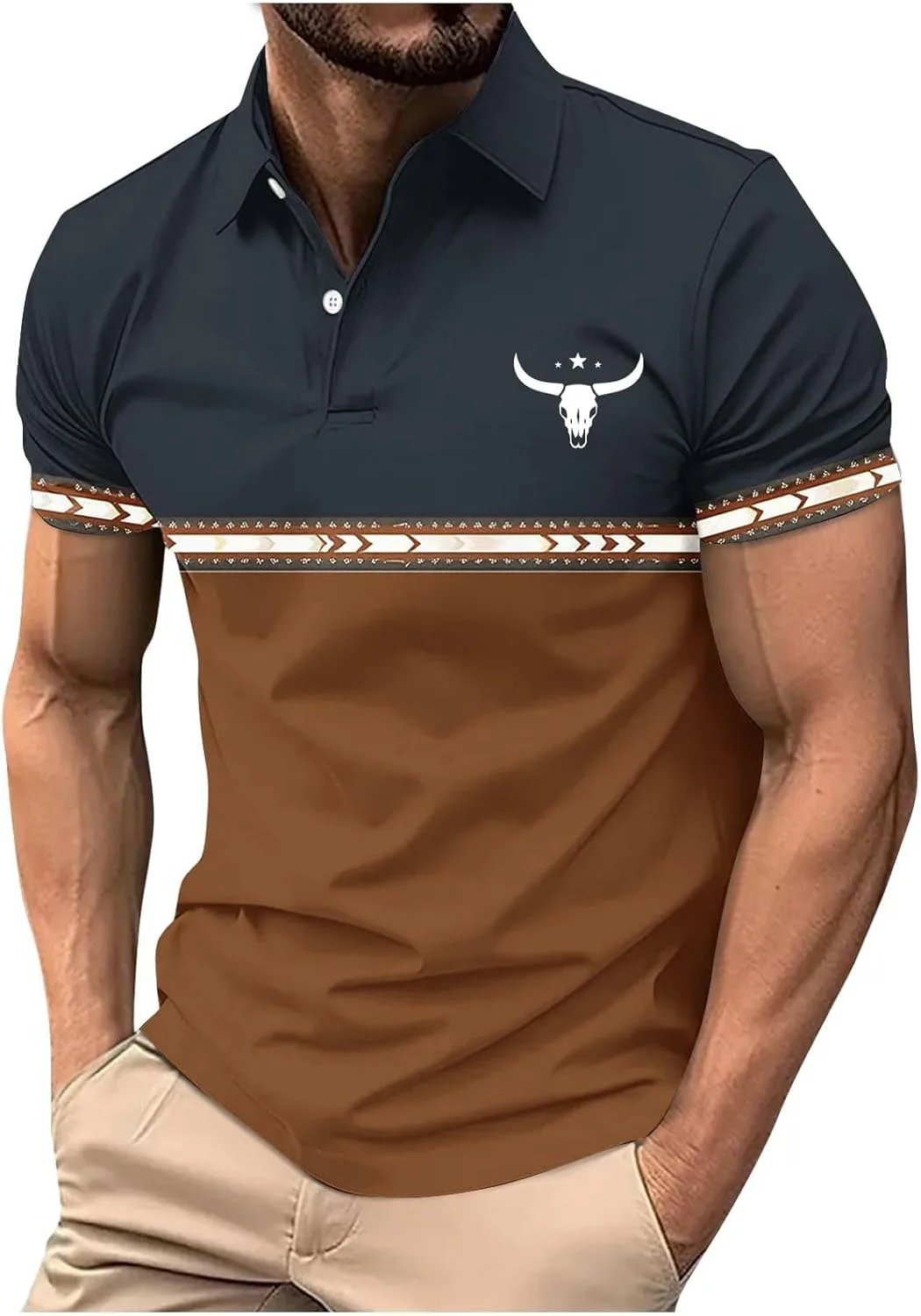 

Мужская футболка с коротким рукавом в ретро-стиле, Casual Western OSFVNOXV
